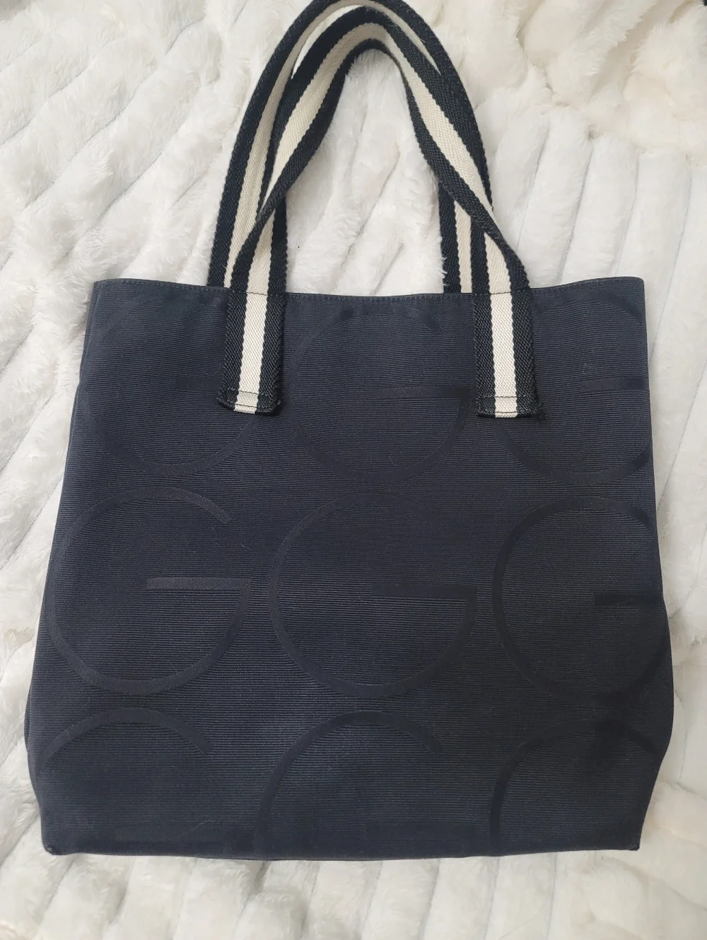 GUCCI VINTAGEi G LOGO TOTE BAG BLACK Canvas GUC